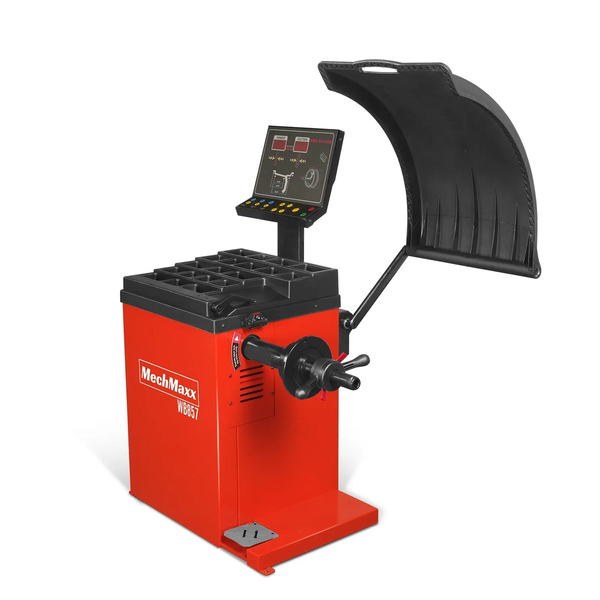 MechMaxx WB857 Wheel Balancer 10-24" Rim Car Tire Balancing Machine 40 mm Shaft Foot Pedal Brake Laser Guided LED Illuminator New