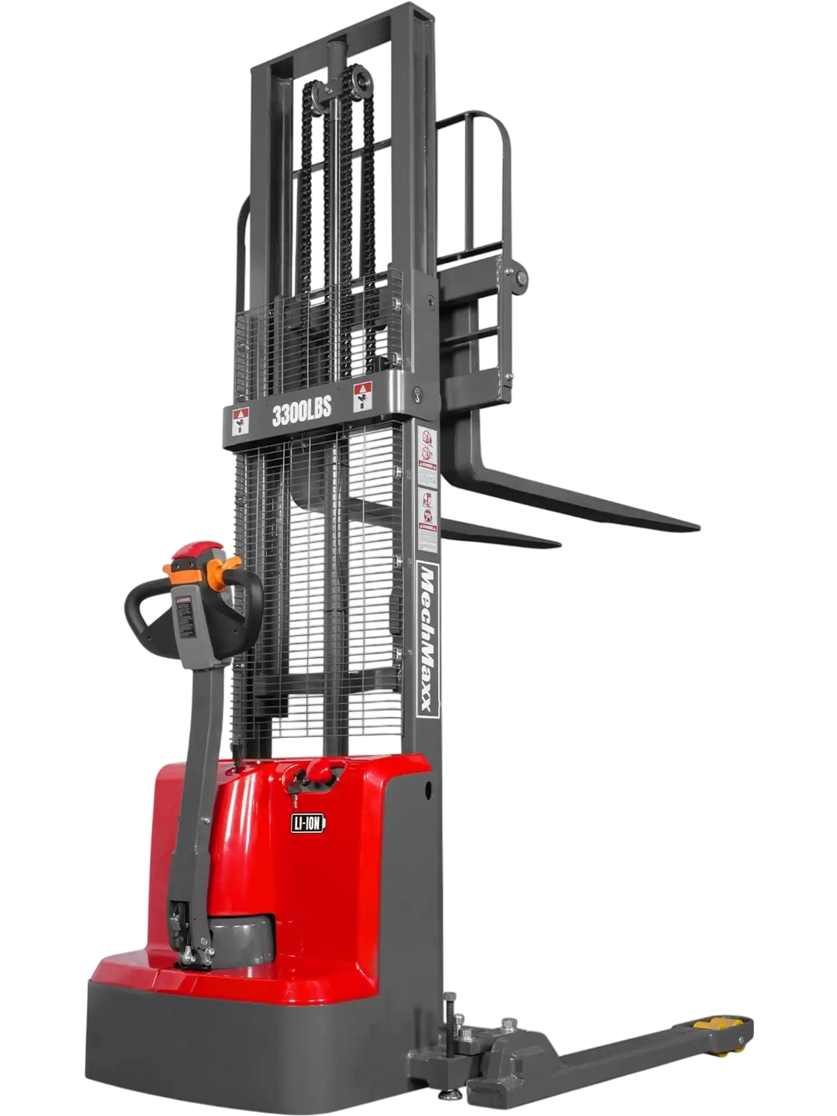 MechMaxx F33-98S Stacker 3300 lbs Lithium-ion Electric Straddle 98" Lift Adjustable Legs & Forks New