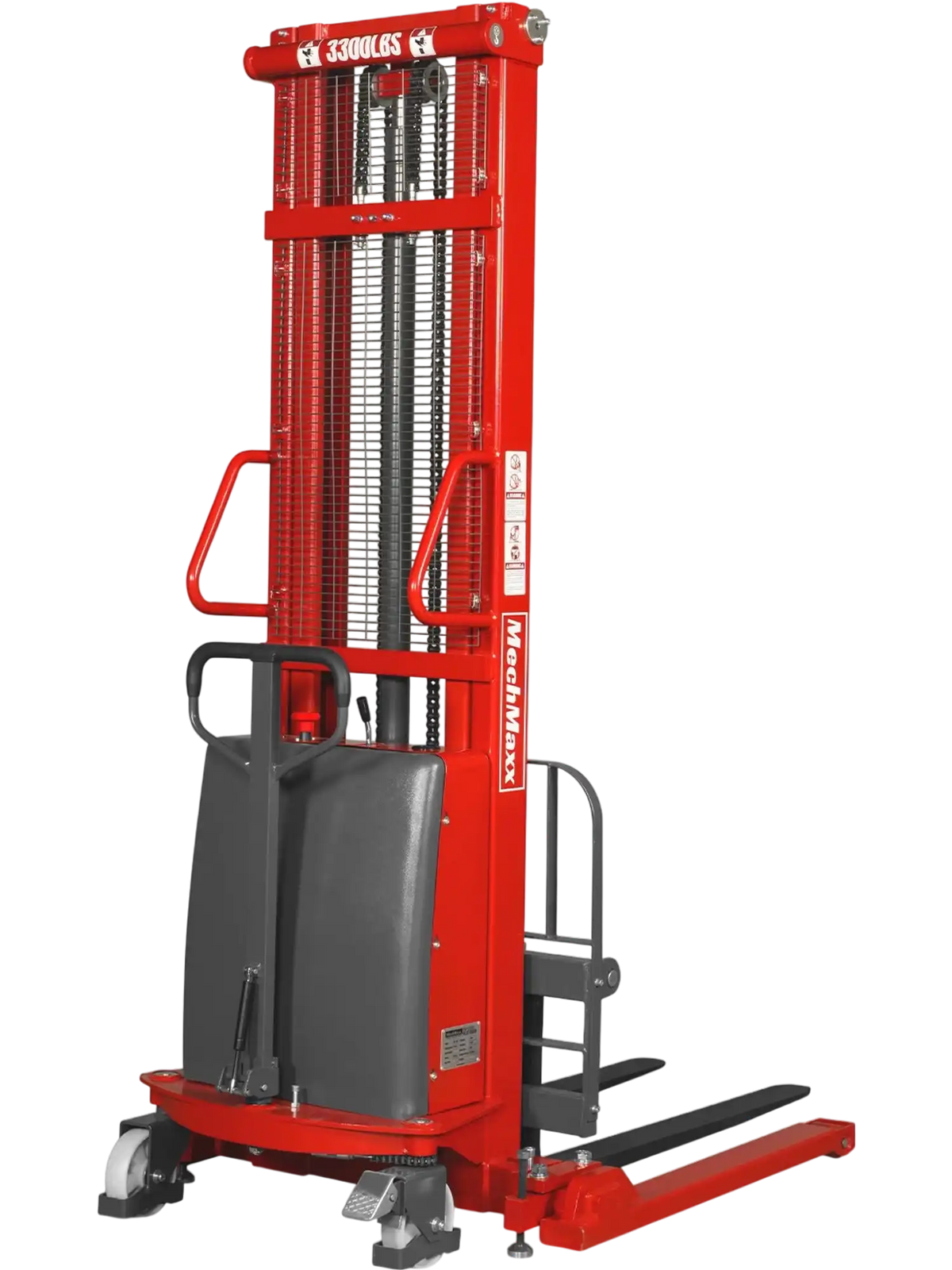 MechMaxx S33-138S Stacker 3300 lbs Semi-Electric Straddle 138" Lift Adjustable Legs Forks New