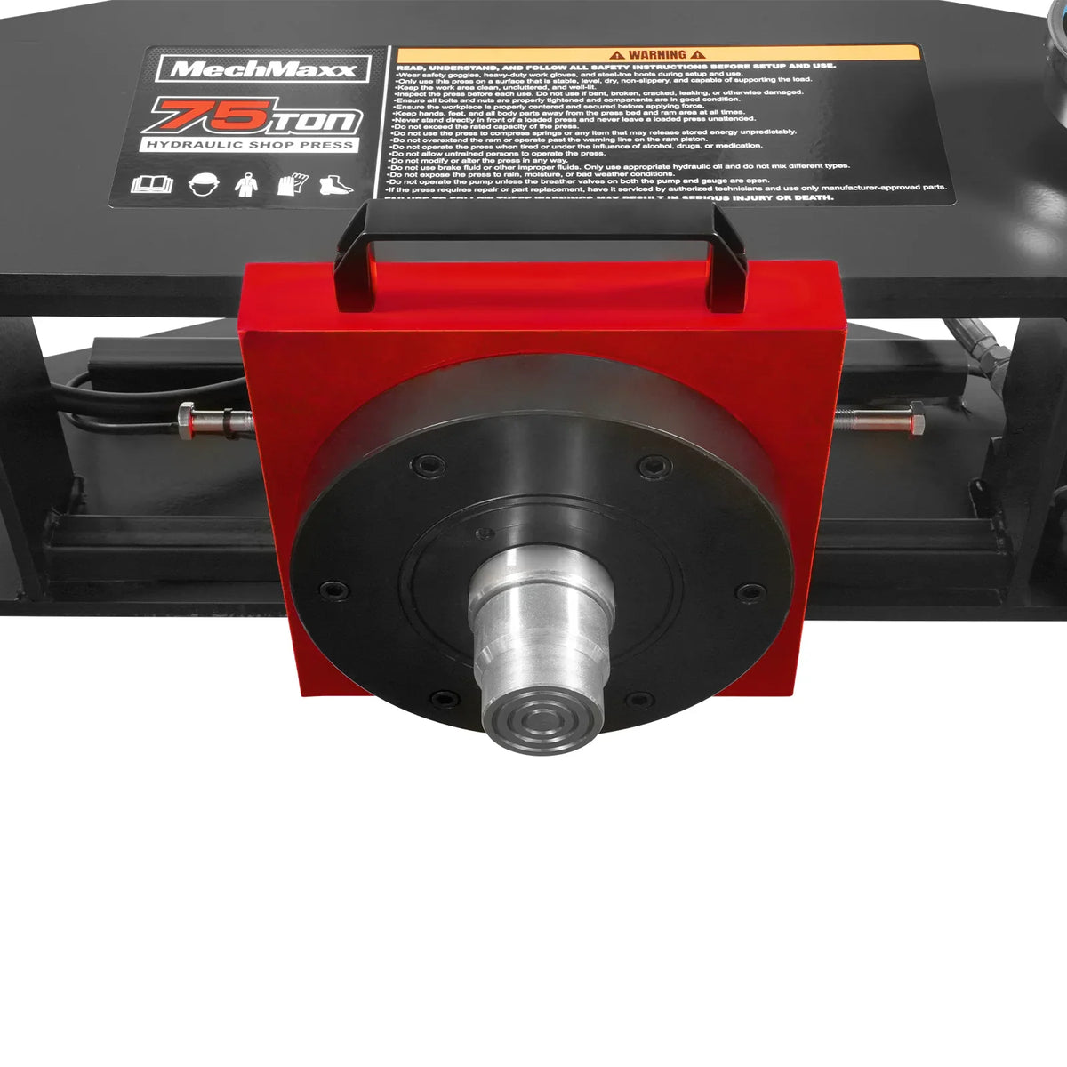 MechMaxx HSP75E Hydraulic Shop Press 75 Ton H-Frame Electric Hydraulic with Hand Winch 110V Motor Safety Guard New