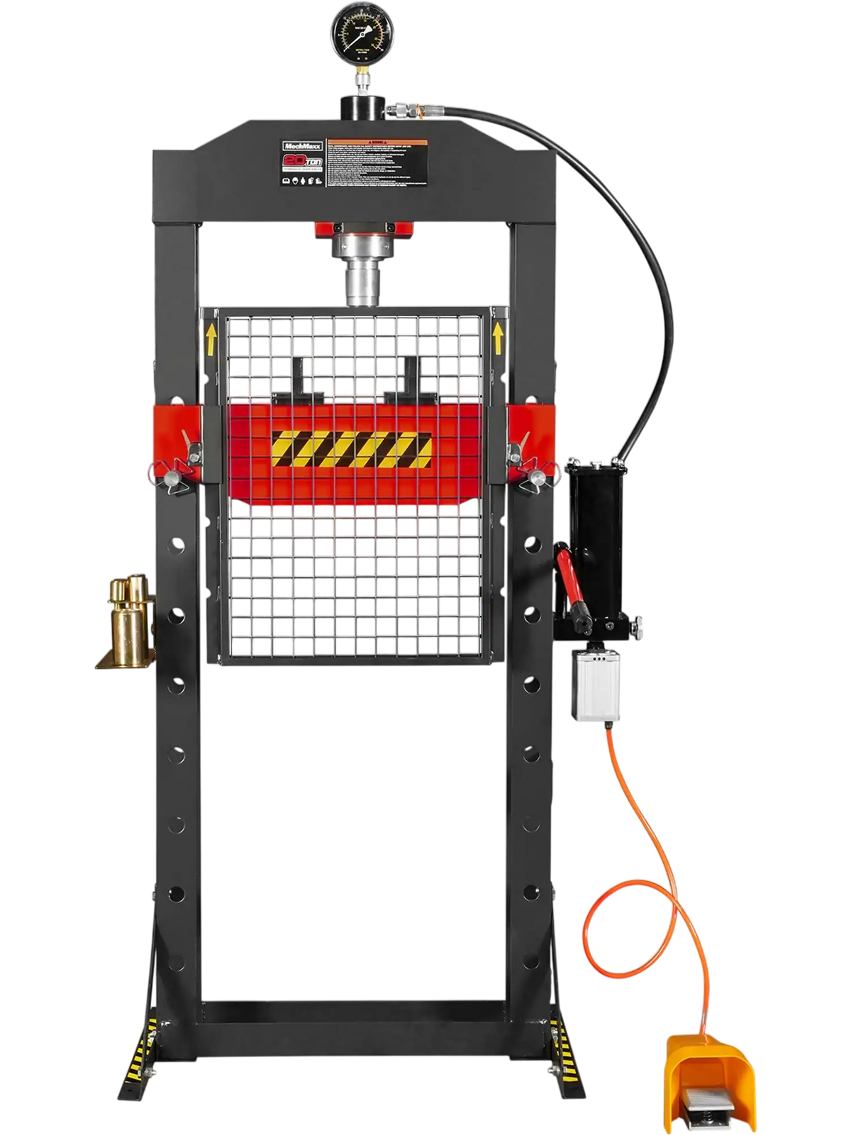 MechMaxx HSP20 Hydraulic Shop Press 20 Ton H-Frame Air/Hydraulic with Press Pin Kit Safety Guard Foot Pedal Control New
