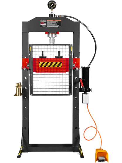 MechMaxx HSP20 Hydraulic Shop Press 20 Ton H-Frame Air/Hydraulic with Press Pin Kit Safety Guard Foot Pedal Control New