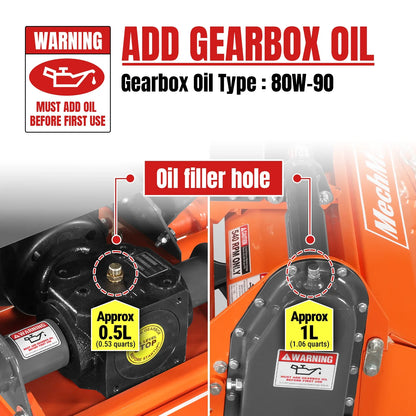 MechMaxx LRT45 Rotary Tiller 45" 3 Point Hitch Cat 1 Chain Drive PTO Shaft Included 15-35 HP New