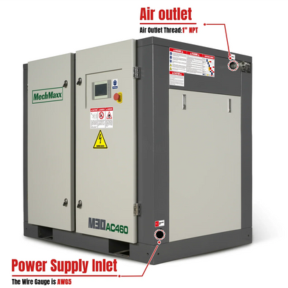 MechMaxx M30AC460 Air Compressor 30HP Rotary Screw 106 CFM 116 PSI 460V 3-Phase Industrial-Grade New