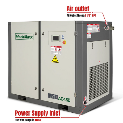 MechMaxx M50AC460 Air Compressor 50HP Rotary Screw 220 CFM 116 PSI 460V 3-Phase Industrial-Grade New