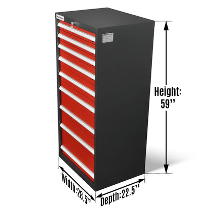 MechMaxx MD59B9 Tool Box Heavy Duty Modular 9 Drawer Steel Tool Storage Organizer Cabinet 59" H x 28.5" W x 22.5" D New