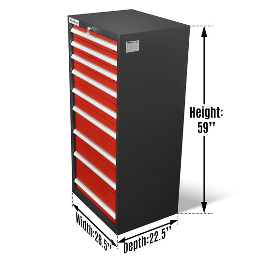 MechMaxx MD59B9 Tool Box Heavy Duty Modular 9 Drawer Steel Tool Storage Organizer Cabinet 59" H x 28.5" W x 22.5" D New
