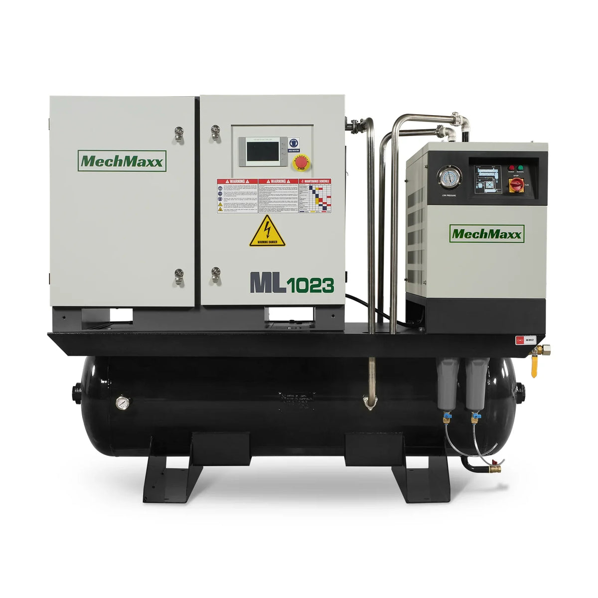 MechMaxx ML10 Air Compressor 10HP Rotary Screw with Dryer 66-Gal ASME Tank 32 CFM 116 PSI 230V 3-Phase Industrial Grade New