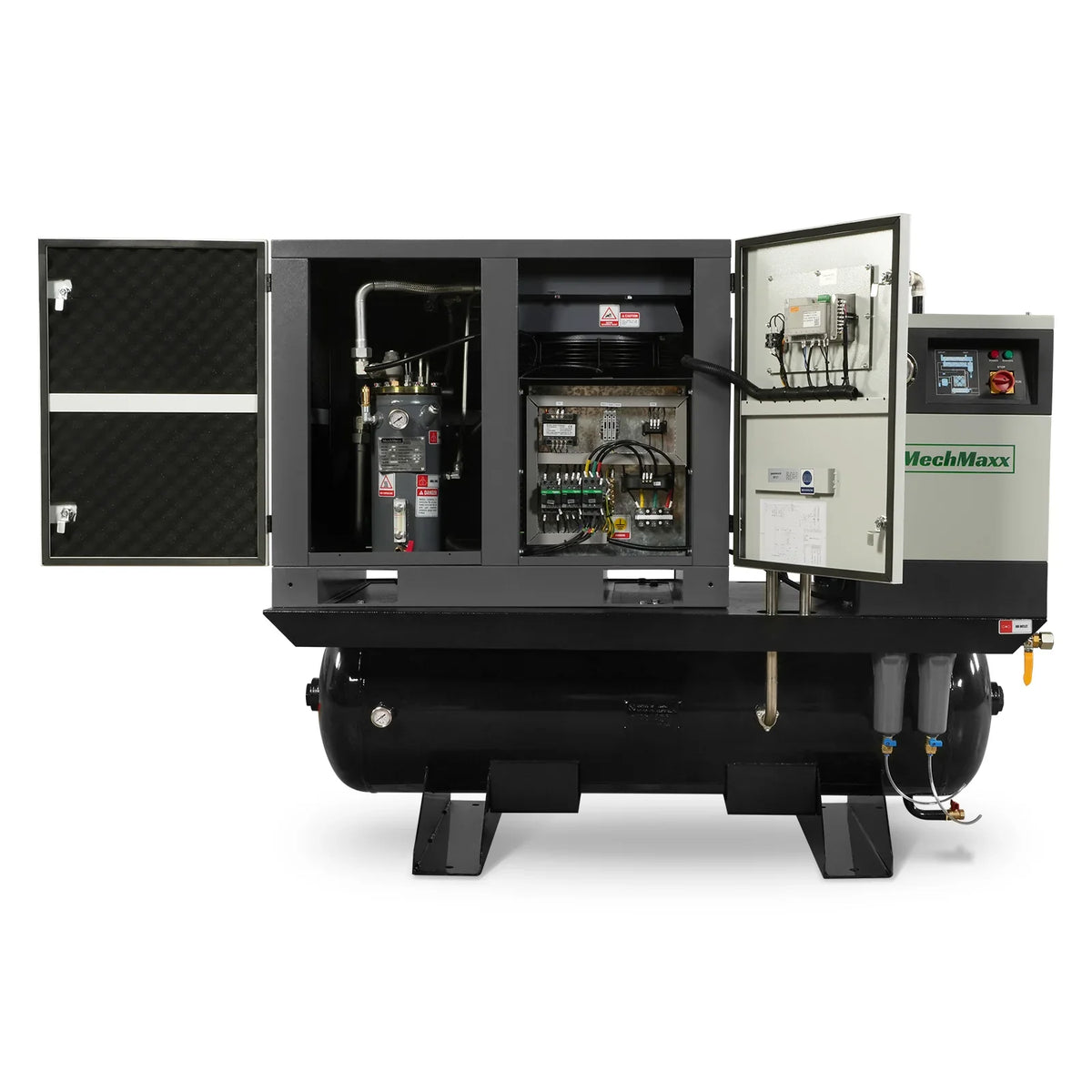 MechMaxx ML1046 Rotary Screw Air Compressor 10HP Combined with Dryer 66-Gal ASME Tank 32 CFM 116 PSI 460V 3-Phase Industrial Grade New