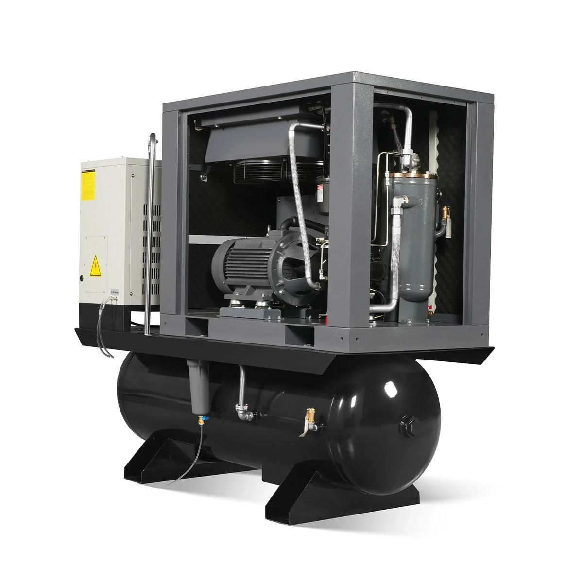 MechMaxx ML1546 Rotary Screw Air Compressor 15HP Combined with Dryer 105-Gal ASME Tank 45 CFM 116 PSI 460V 3-Phase Industrial Grade New