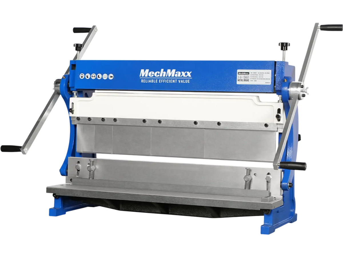 MechMaxx MMCB3016 3"-1 Sheet Metal Machine 30" Pan and Box Brake Slip Roll Shear Bending Machine 20 Gauge Mild Steel Adjustable Fingers Heavy Duty New