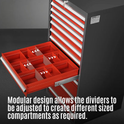 MechMaxx MD59A10 Tool Box Heavy Duty Modular 10 Drawer Cabinet Tool Storage Organizer Steel Construction 59" H x 28.5" W x 28.5" D New