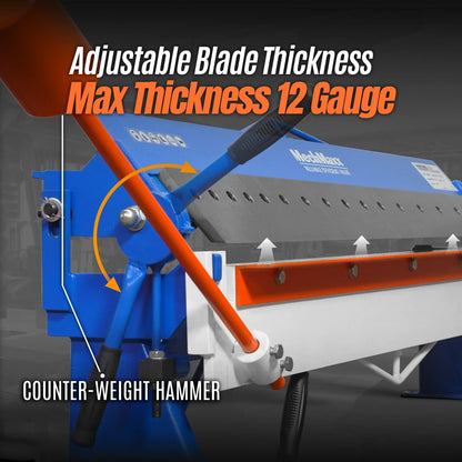 MechMaxx PB10012 Sheet Metal Brake 100" Manual 12 Gauge Adjustable Fingers 8' Heavy-Duty Steel Box and Pan New