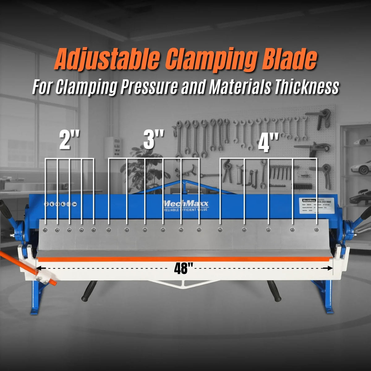 MechMaxx PB4816 Pan and Box Brake 48" Manual 16 Gauge Mild Steel Capacity 135° Bending Angle 16 Precision Fingers New