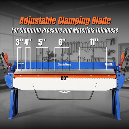 MechMaxx PB8012 Sheet Metal Brake 80" Manual 12 Gauge Adjustable Fingers 6' Heavy-Duty Steel Precision Bending New