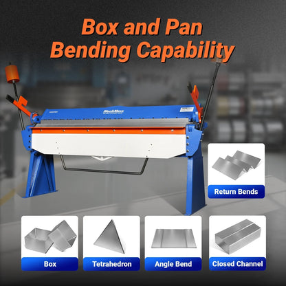 MechMaxx PB8012 Sheet Metal Brake 80" Manual 12 Gauge Adjustable Fingers 6' Heavy-Duty Steel Precision Bending New