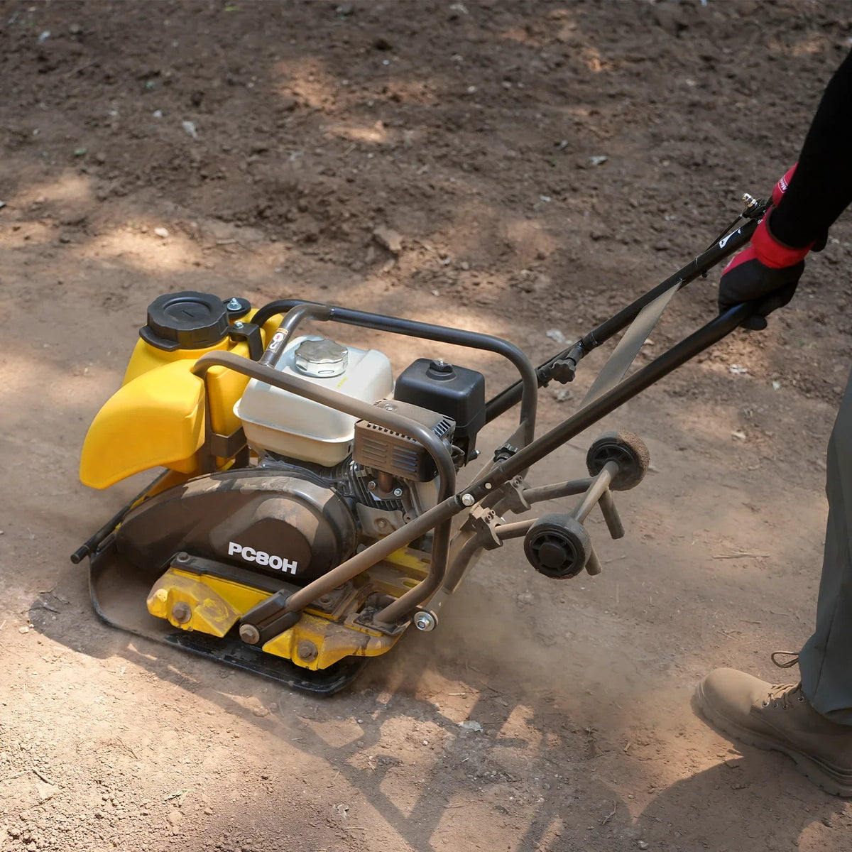 MechMaxx PC80H Plate Compactor Honda GX160 Vibratory Wheel Kit 3150 lbs Centrifugal Force New