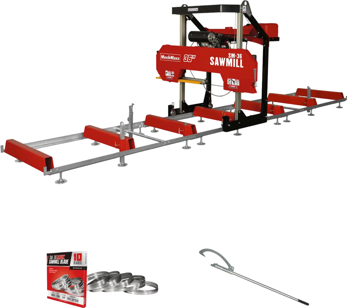 MechMaxx SM36 Sawmill 36" MAX Portable 25HP 688cc Honda GX690 V-Twin Engine 36" Board Width 20' Track Length 10 Blades Included New
