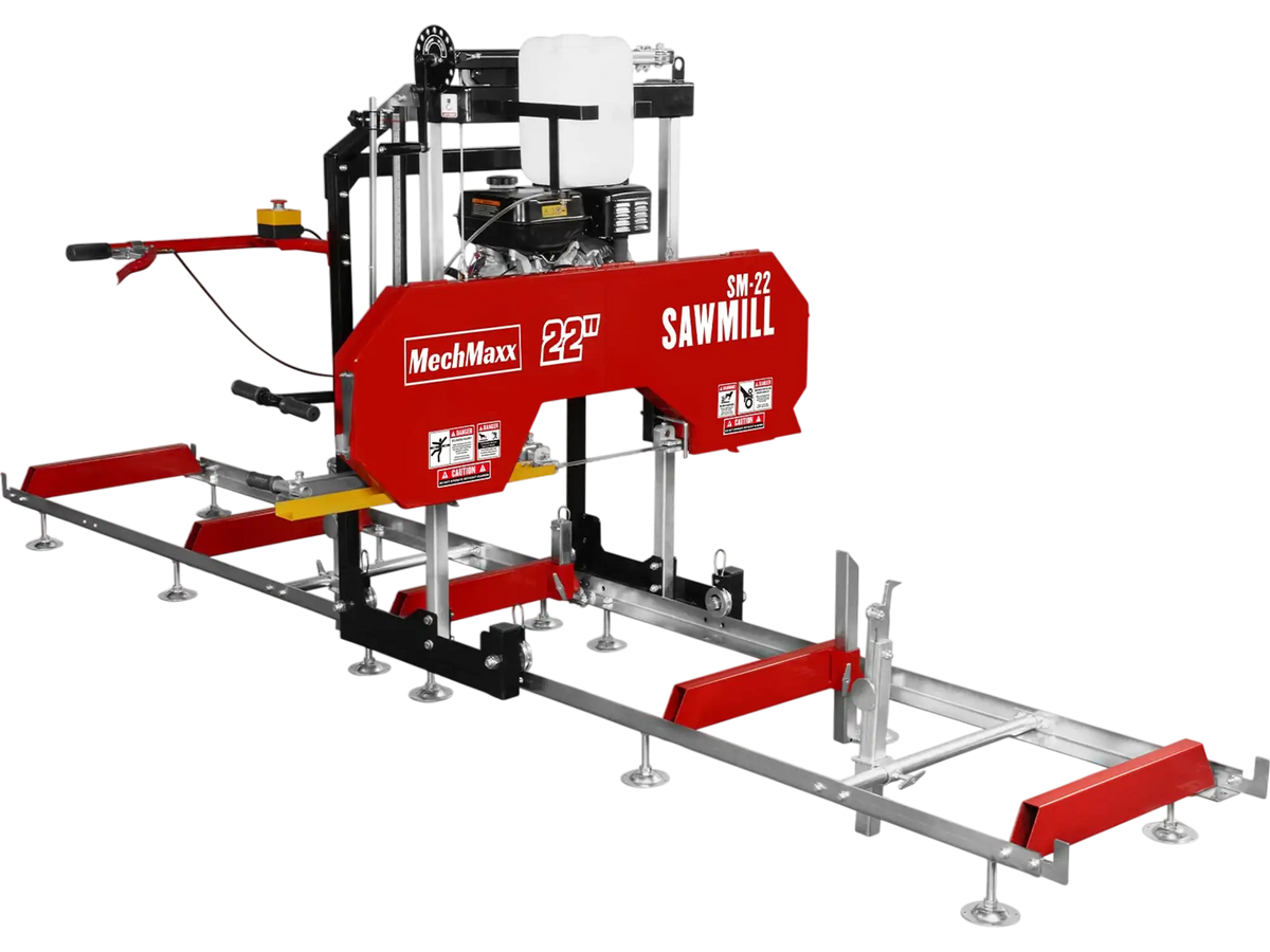MechMaxx SM22 Sawmill 22" Portable 274cc 8.1HP Gasoline Engine 18" Board Width 13' Track Length New
