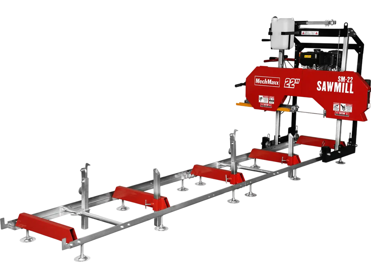 MechMaxx SM22 Sawmill Portable 22" 224cc 7HP DUCAR Gasoline Engine 18" Board Width 13' Track Length New