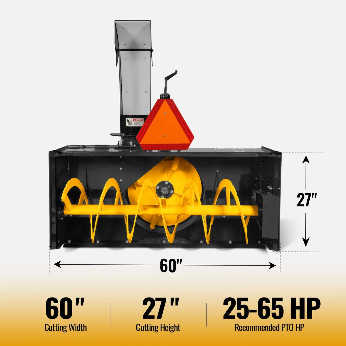 MechMaxx TSB60 Snow Blower 60" 3 Point PTO 24" Impeller Diameter 360° Snow Chute 25-65 HP New