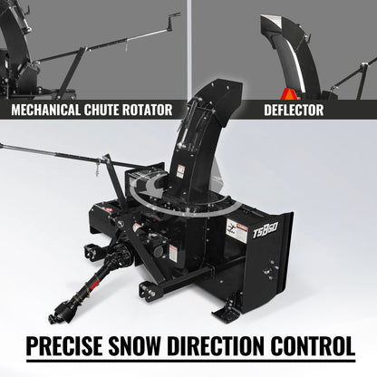 MechMaxx TSB60 Snow Blower 60" 3 Point PTO 24" Impeller Diameter 360° Snow Chute 25-65 HP New