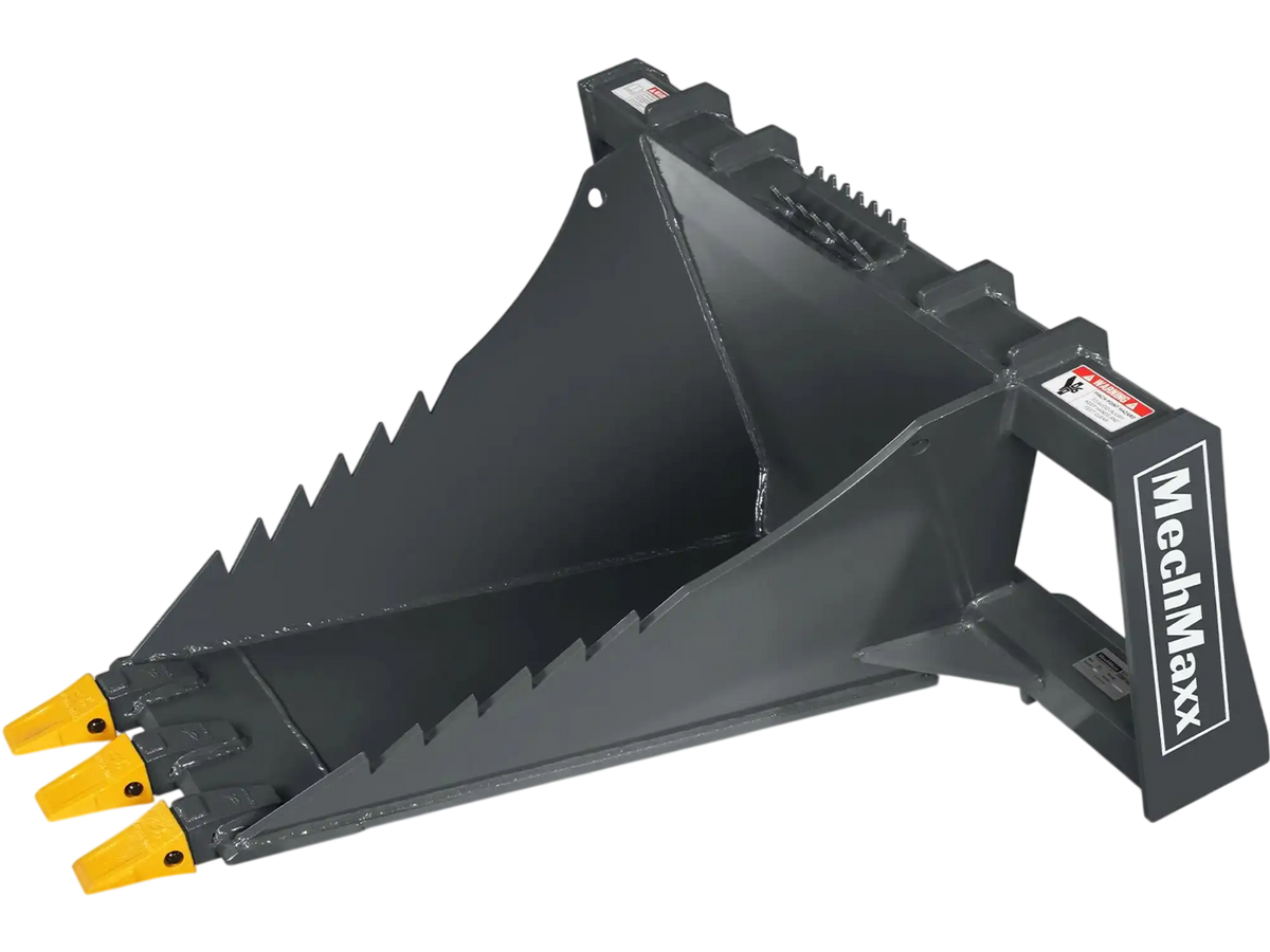 MechMaxx SBE53 Skid Steer Attachment 48" Stump Bucket Wrecker Universal Quick Attach Bolt-On Cutting Teeth New