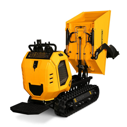 MechMaxx T80FL Mini Dumper 1800 lbs 420cc Electric Start Gas Engine Stand-On Hydraulic Track Self-Loading New