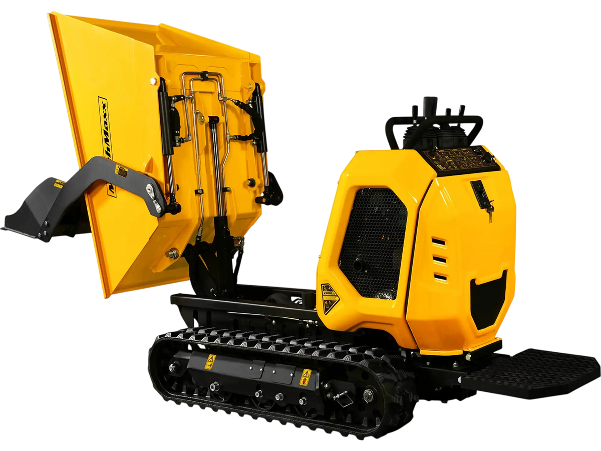 MechMaxx T80FL Mini Dumper 1800 lbs 420cc Electric Start Gas Engine Stand-On Hydraulic Track Self-Loading New