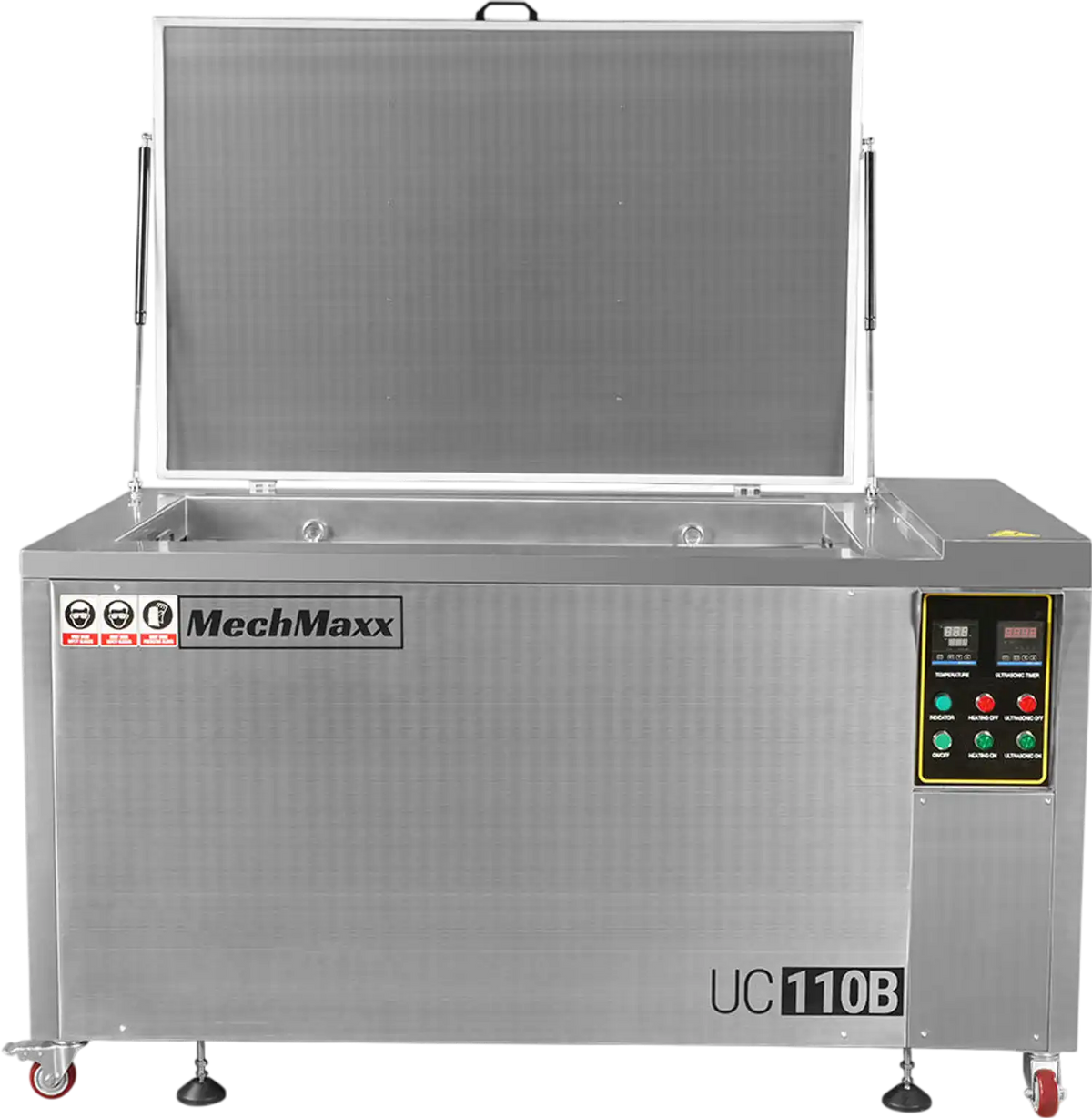 MechMaxx UC110B Ultrasonic Cleaner 114 Gal 432L Heavy Duty Industrial Parts Washer 28kHz 60 Transducers SS304 Tank 10kW Heater 208-240V 3 Phase Power New