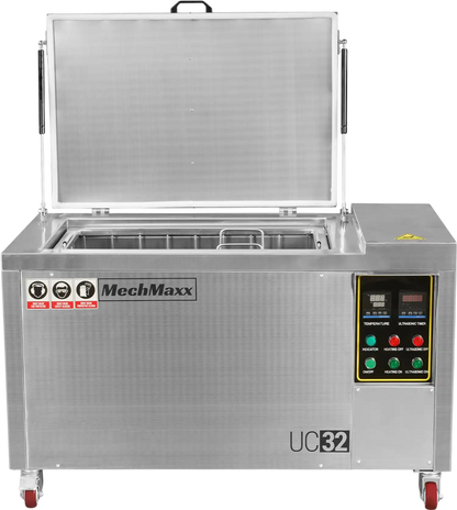MechMaxx UC32 Ultrasonic Cleaner 32 Gal 120L Heavy Duty Industrial Parts Washer 28kHz SS304 Tank 6.6kW Heater 208-240V 3 Phase New