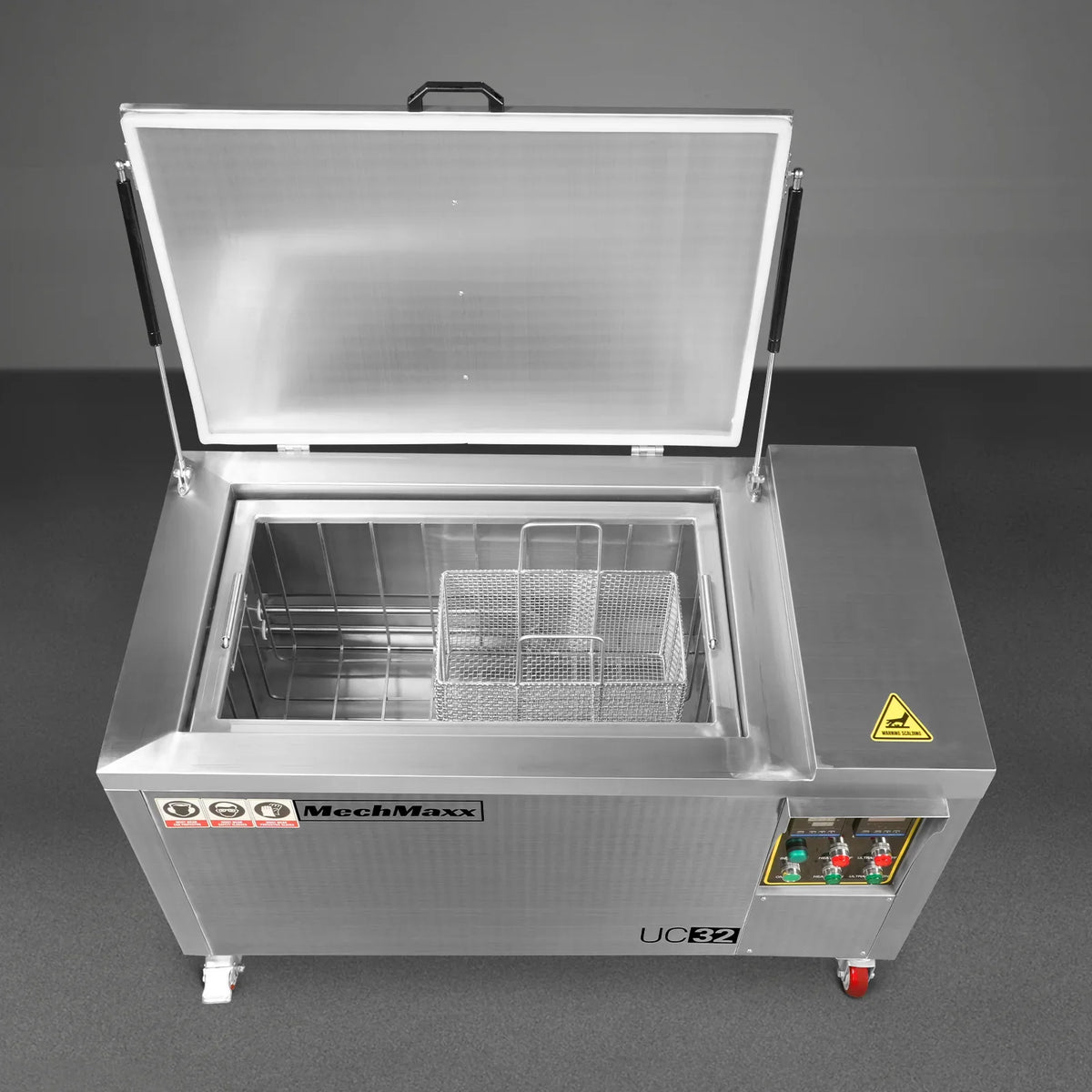 MechMaxx UC32 Ultrasonic Cleaner 32 Gal 120L Heavy Duty Industrial Parts Washer 28kHz SS304 Tank 6.6kW Heater 208-240V 3 Phase New