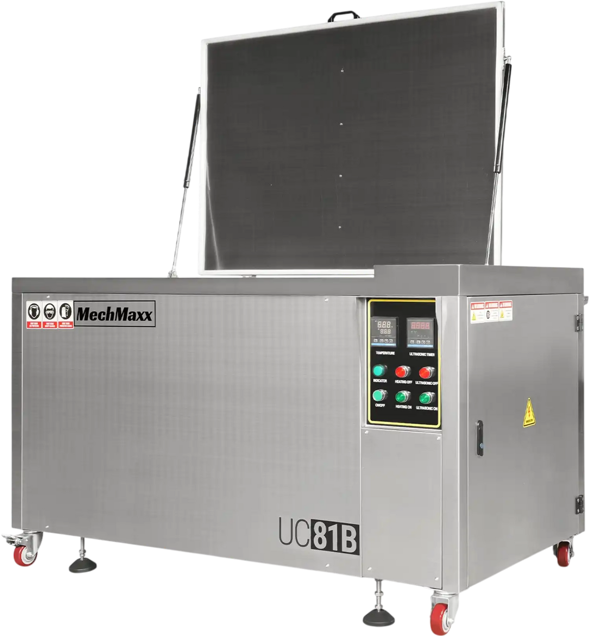 MechMaxx UC81B Ultrasonic Cleaner 81 Gal 308L Heavy Duty Industrial Parts Washer 28kHz 40 Transducers SS304 Tank 10kW Heater 208-240V 3 Phase Power New