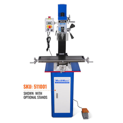 MechMaxx VM25L Mill Drill Machine 7" x 27-1/2" Benchtop Mini Variable Speed Brushless Motor R8 Spindle 1.5 HP 110V New