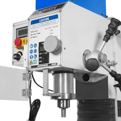 MechMaxx VM32LD Mill Drill Machine 8-1/4" x33" Industrial Benchtop Variable Speed Brushless Motor DRO R8 Spindle 2 HP 110V Compact New