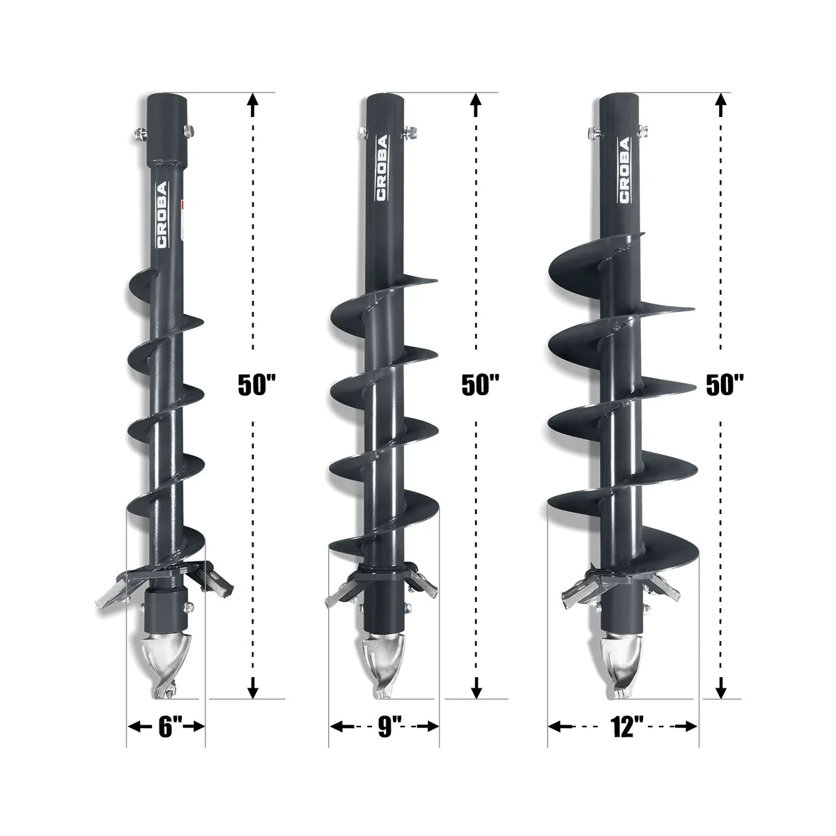 MechMaxx 150506 Skid Steer Auger Mini Drive Auger with 6" 9" 12" Dia Auger Bits New