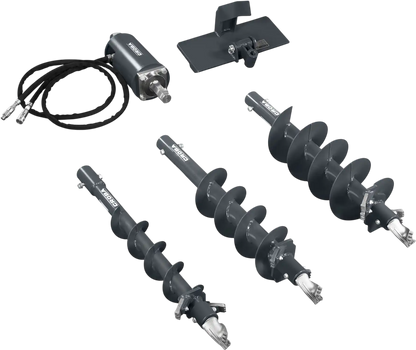 MechMaxx 150506 Skid Steer Auger Mini Drive Auger with 6" 9" 12" Dia Auger Bits New