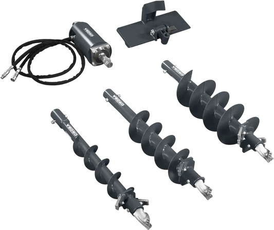 MechMaxx 150506 Skid Steer Auger Mini Drive Auger with 6" 9" 12" Dia Auger Bits New