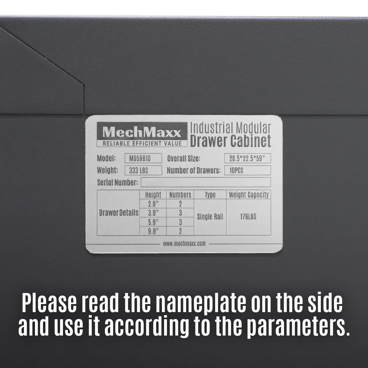 MechMaxx MD59B10 Tool Box Heavy Duty Modular Drawer Cabinet 59" H x 28.5" W x 22.5" D Steel Tool Storage Organizer New