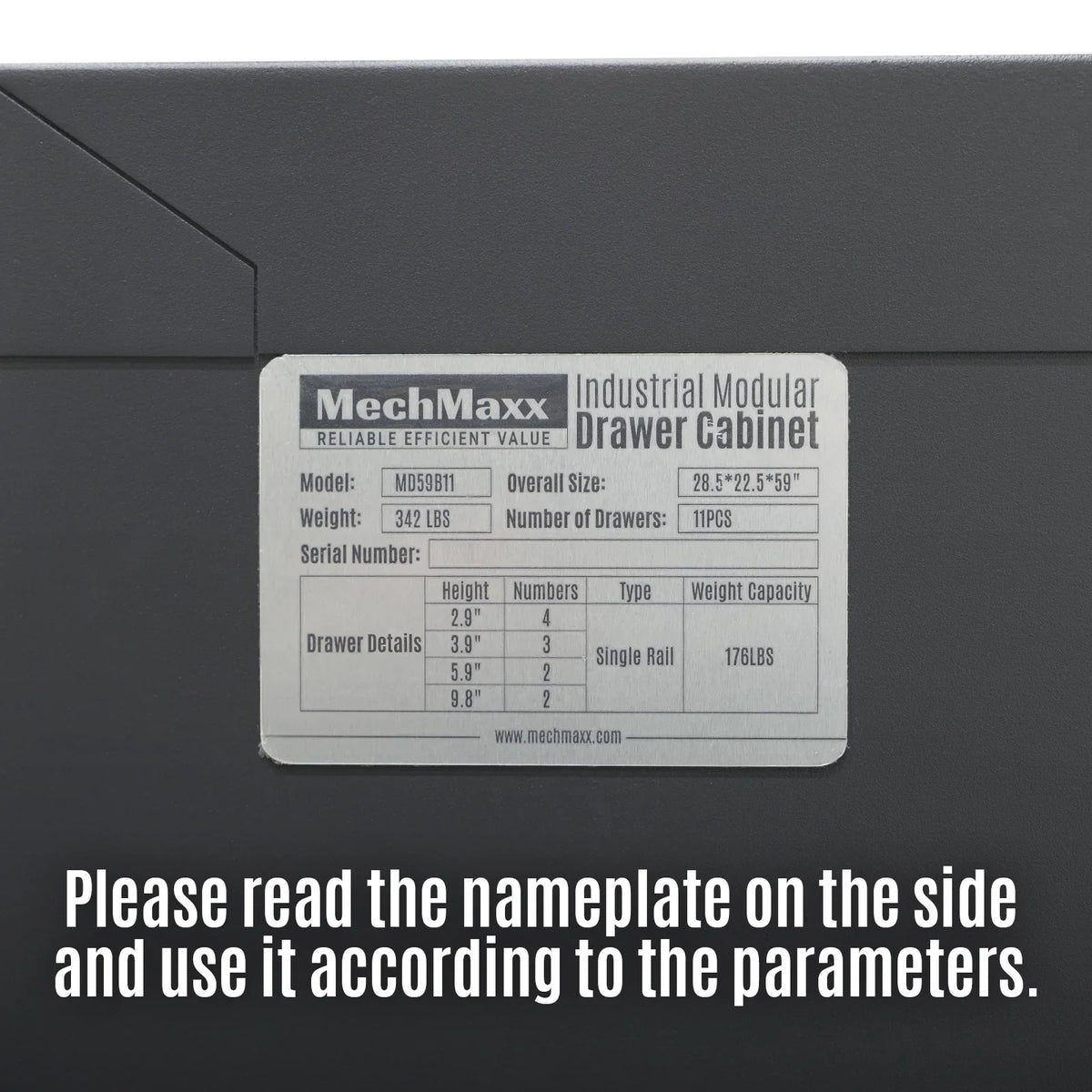 MechMaxx MD59B11 Tool Box Heavy Duty Modular 11 Drawer Steel Tool Storage Organizer Cabinet 59" H x 28.5" W x 22.5" D New