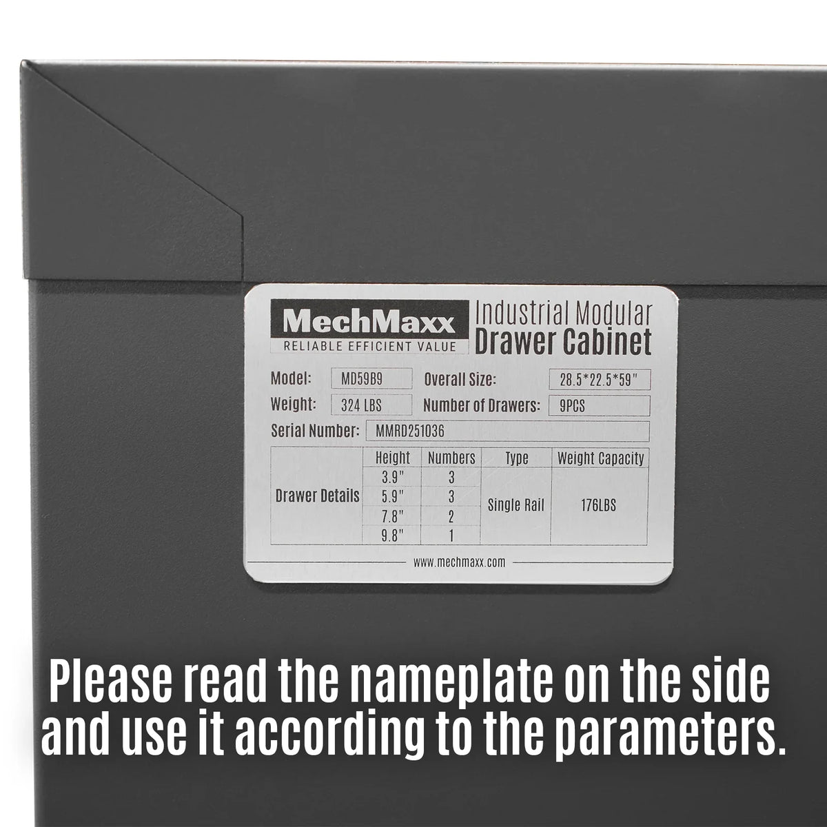 MechMaxx MD59B9 Tool Box Heavy Duty Modular 9 Drawer Steel Tool Storage Organizer Cabinet 59" H x 28.5" W x 22.5" D New
