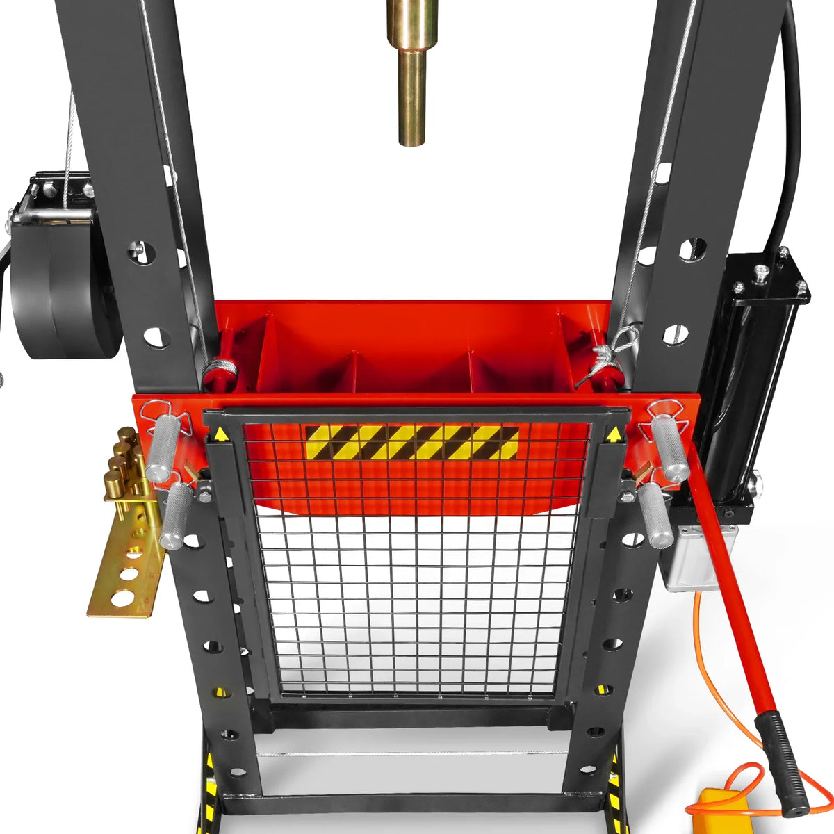 MechMaxx HSP30 Hydraulic Shop Press 30 Ton H-Frame Air/Hydraulic with Hand Winch Press Pin Kit Safety Guard Foot Pedal Control New