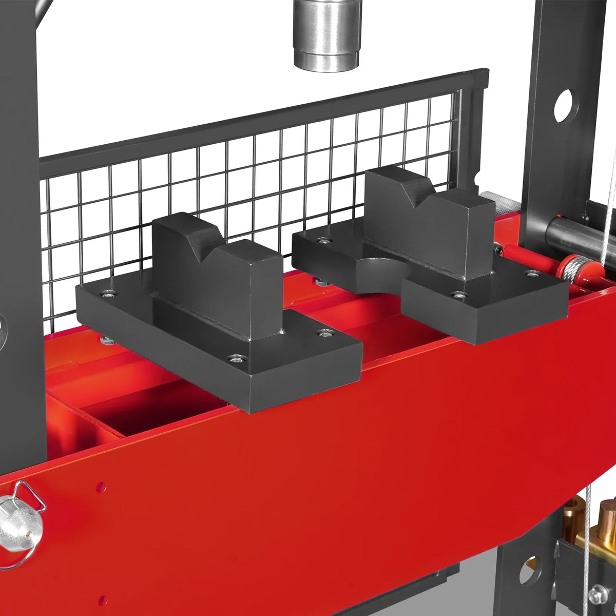 MechMaxx HSP50 Hydraulic Shop Press 50 Ton H-Frame Air/Hydraulic with Hand Winch Press Pin Kit Safety Guard Foot Pedal Control New