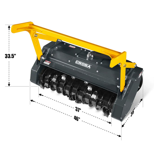 MechMaxx MCH37 Skid Steer Mulcher 37" Mini Drum Forestry Brush Mulcher Attachment 11 to 16 GPM New
