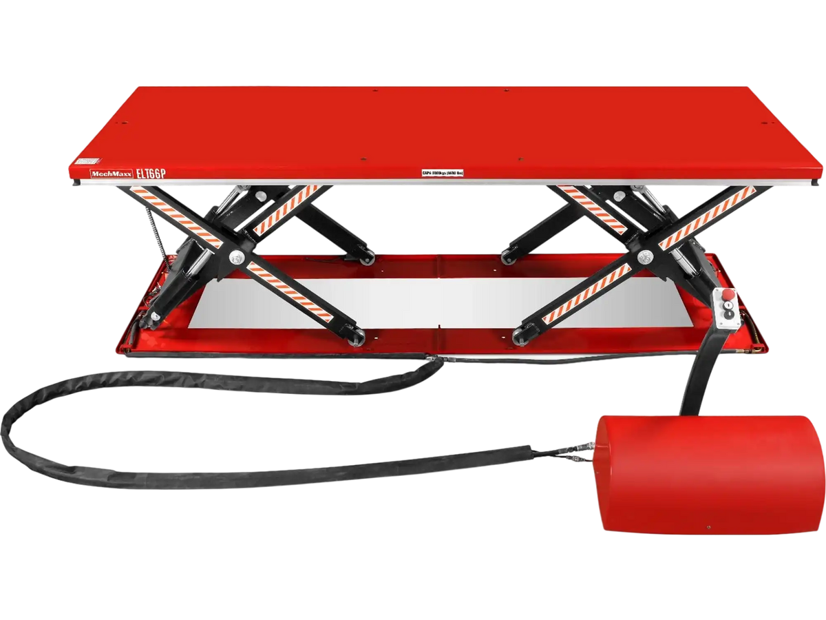 MechMaxx ELT66P Lift Table Stationary Electric Hydraulic Parallel Double Scissor 6600 lbs Capacity 112.9 x 39.4" Platform 34.3" Lift Height UL Certified Motor New