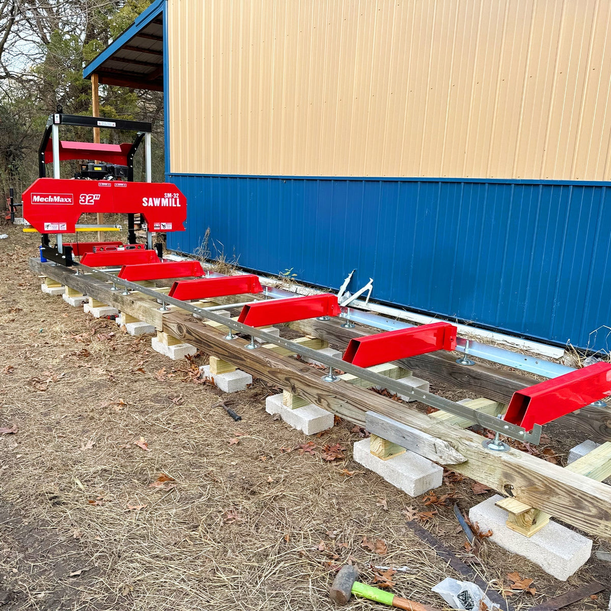 MechMaxx SM32 Portable Sawmill 32" KOHLER CH440 429cc Electric Start Gas Engine 26.5" Board Width 20' Track New