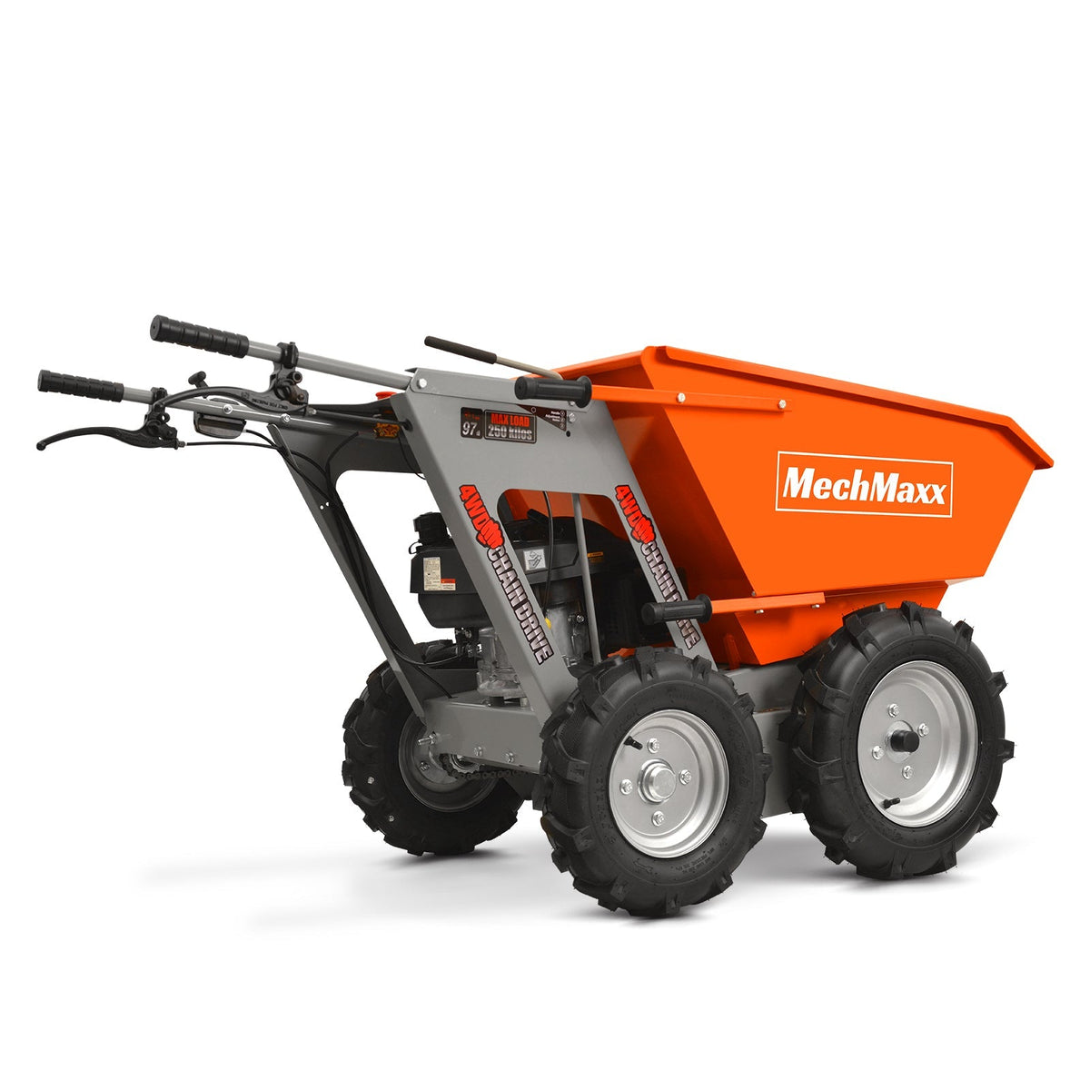 MechMaxx T25 Mini Dumper 660 lbs Capacity 6.5HP Gas Powered Wheelbarrow Cart 4F+1R Gearbox New