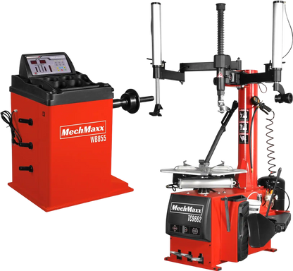 MechMaxx TC9662+WB855 Tire Changer 24" Rim Double Assist Arms Wheel Balancer Bundle New