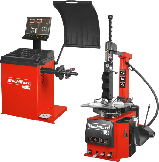 MechMaxx TC968+WB857 Tire Changer High Performance Tilt Back Wheel Balancer Bundle New