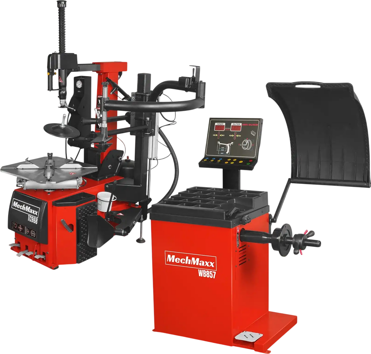 MechMaxx TC9682+WB857 Tire Changer High Performance Tilt Back Wheel Balancer Bundle New